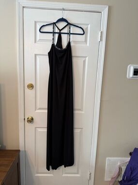 Dave & Johnny Black Maxi Dress with Strappy Studded Back Formal